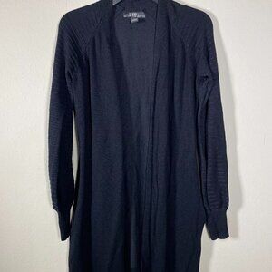 80 Park Women's LS Black Open Cardigan Sweater S Soft Basic Rayon
